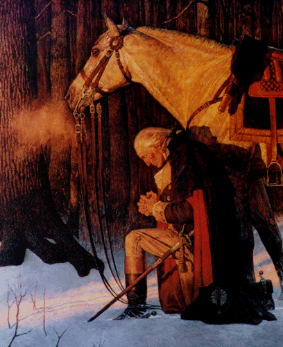 George Washington and Old Nelson pray