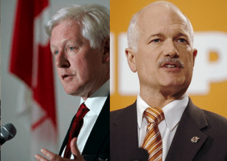NDP leaders Bob Rae and Jack Layton