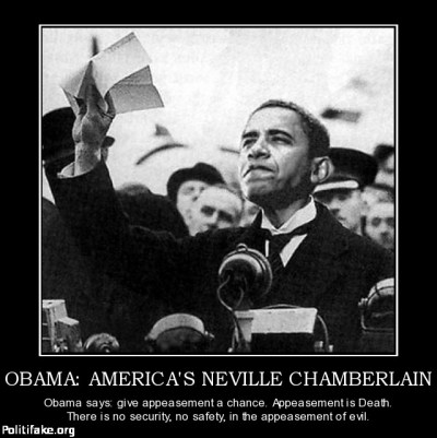 Neville Chamberlain Obama: peace in our time