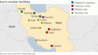 Map of Iran Nuclear Facilities