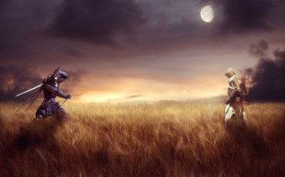 Two ninjas face off at sundown