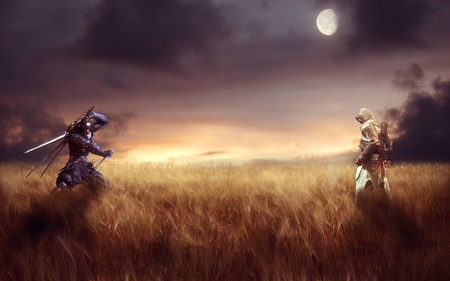 Two ninjas face off at sundown