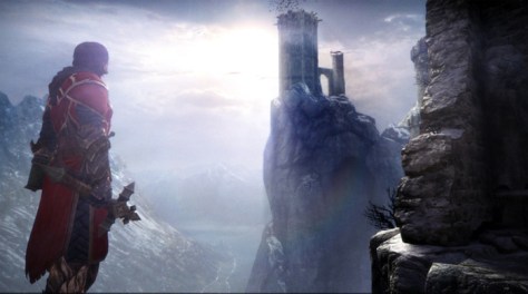 Gabriel Belmont looks up at his destination: Dracula's castle