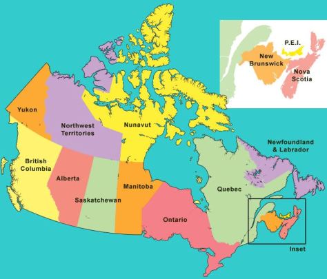 Map of Canadian provinces