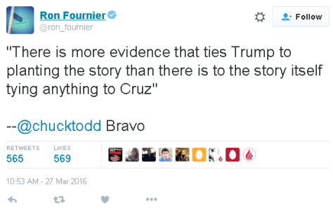 Ron Fournier of National Journal re-tweets Chuch Todd and says "Bravo"