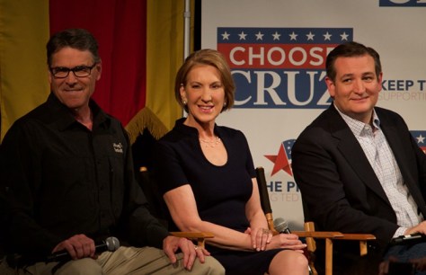 Rick Perry, Carly Fiorina and Ted Cruz appear on Fox News with Sean Hannity