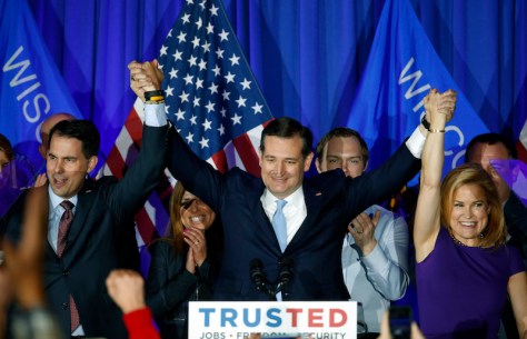 Wisconsin Governor Scott Walker, Texas Senator Ted Cruz, and Heidi Cruz