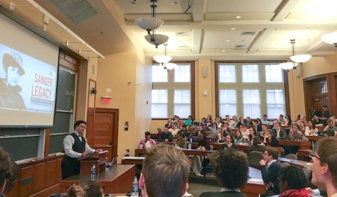 More than 160 students attended a Harvard University forum featuring Ryan Bomberger