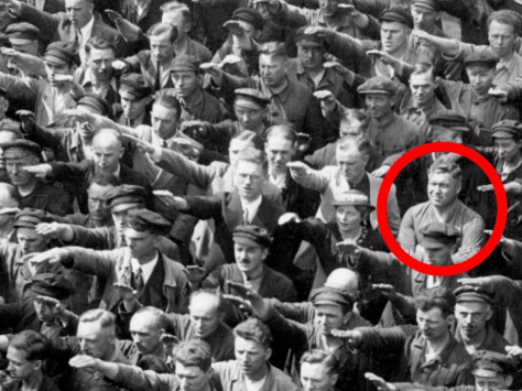 Lone man refuses to give Hitler salute