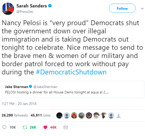 Democrats celebrating shutting down the government for illegal aliens