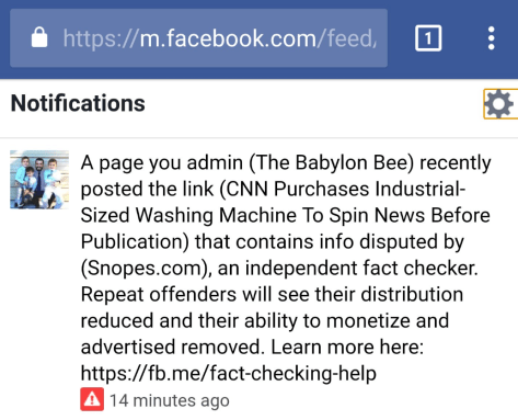 Facebook is so good at checking facts and censoring conservatives