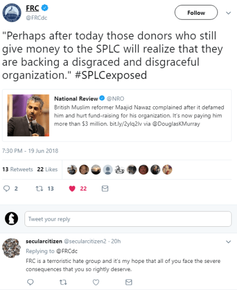 Threats of violence against the FRC by secular leftists abound