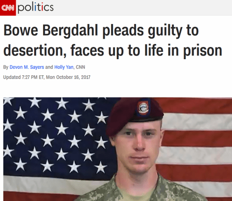 Private Bowe Bergdahl pled guilty to mischief and desertion