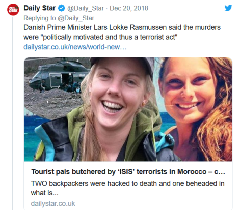 Two tourists murdered in Morocco