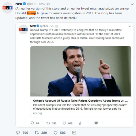 NPR steal-edits original post, changes, title, and issues correction