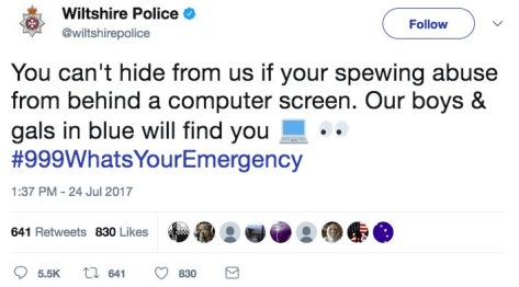 Police resources are used to monitor social media in the UK