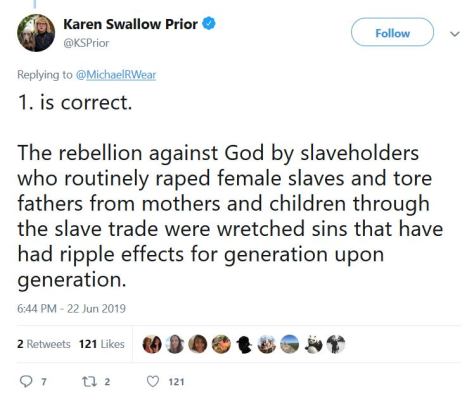 Karen Swallow Prior says that black people have no moral agency
