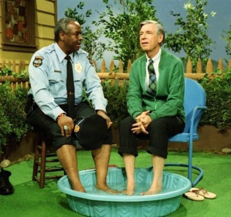 Fred Rogers and Francois Clemmons on the Mr. Rogers show