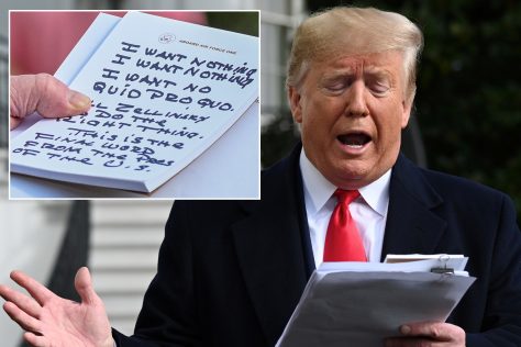 Trump reading out impeachment hearing testimony to reporters