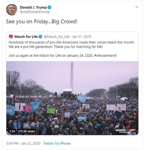 Donald Trump to speak at March for Life 2020
