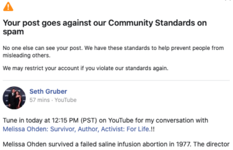 Facebook censoring pro-life content, because it's an election year!