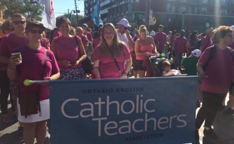 Catholic teachers march in favor of unrestricted taxpayer-funded abortion