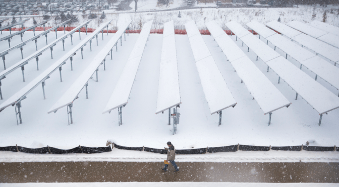 Snow on Solar Panels Green Energy