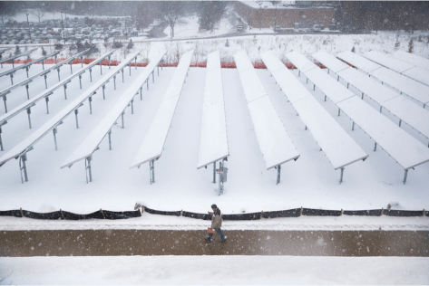 Snow on Solar Panels Green Energy