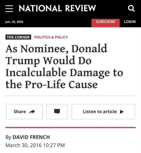 David French On Abortion Roe v. Wade Trump