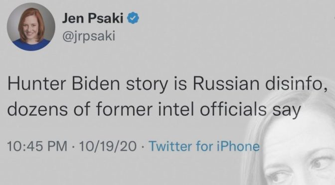 Jen Psaki Hunter Biden Russian Disinformation Former Intel Officials