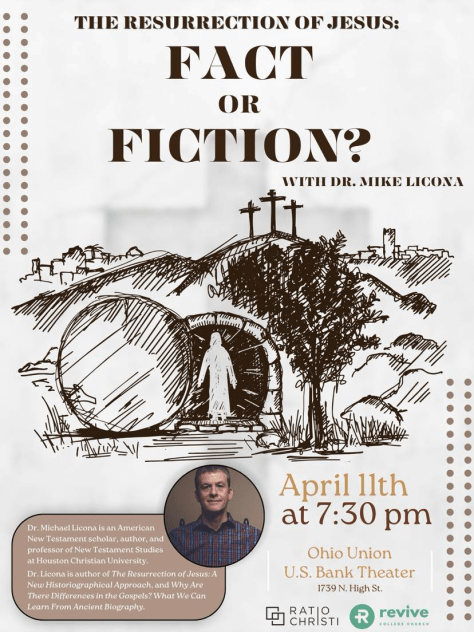 Michael Licona Easter Lecture on Resurrection of Jesus at Ohio State University